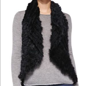 Greylin Black Rabbit Fur Vest Small